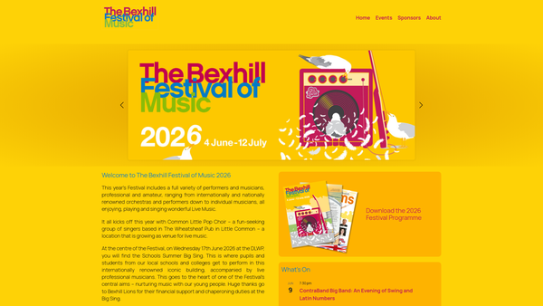 Screenshot of the Bexhill Festival Of Music website