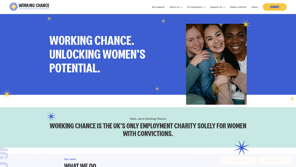 Screenshot of the Working Chance Ltd website
