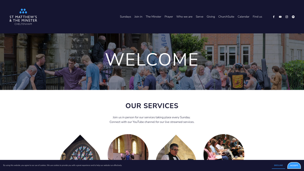 Screenshot of the The Parochial Church Council Of The Ecclesiastical Parish Of St Mary With St Matthew, Cheltenham website