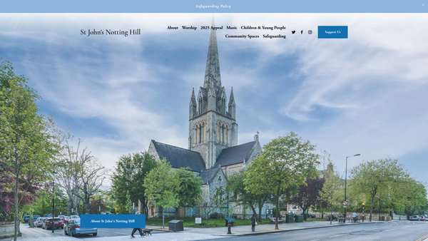 Screenshot of the The Parochial Church Council Of The Ecclesiastical Parish Of St John The Evangelist, Notting Hill website
