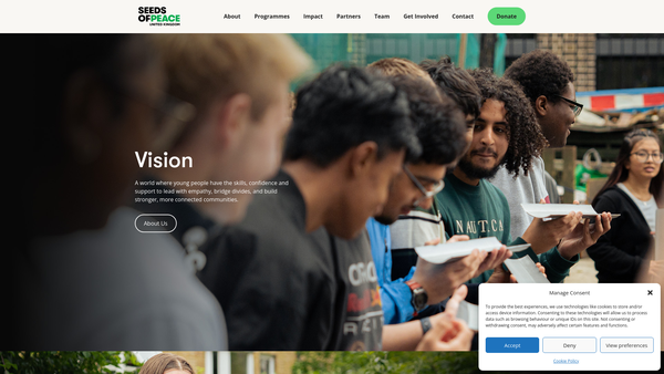 Screenshot of the Seeds Of Peace UK website
