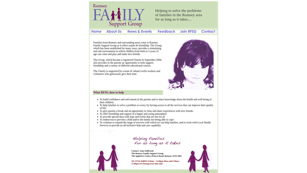 Screenshot of the Romsey Family Support Group website