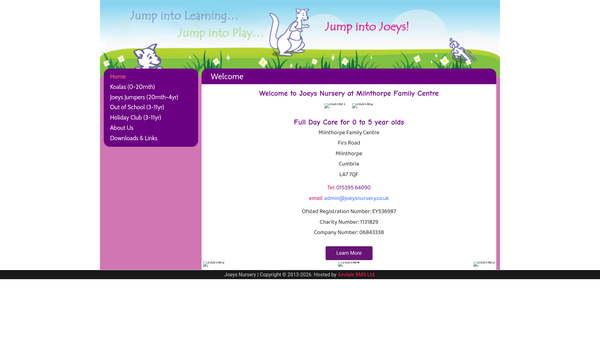 Screenshot of the Milnthorpe Family Centre website
