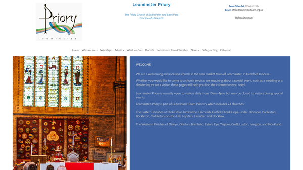 Screenshot of the The Parochial Church Council Of The Ecclesiastical Parish Of The Priory Church Of St Peter And St Paul Leominster website
