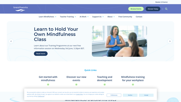 Screenshot of the The Breathworks Foundation website