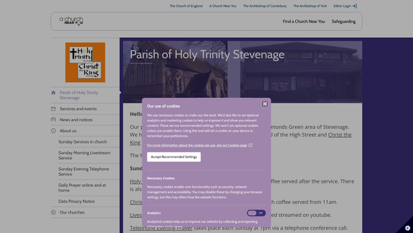 Screenshot of the The Parochial Church Council Of The Ecclesiastical Parish Of Holy Trinity, Stevenage website