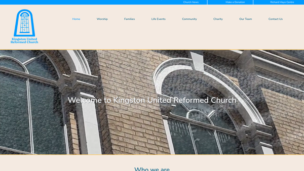 Screenshot of the Kingston United Reformed Church Charity website