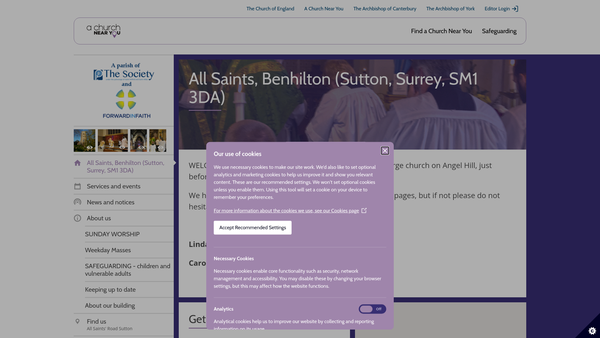 Screenshot of the The Parochial Church Council Of The Ecclesiastical Parish Of All Saints Benhilton website