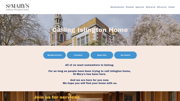 Screenshot of the The Parochial Church Council Of The Ecclesiastical Parish Of St Mary, Islington website