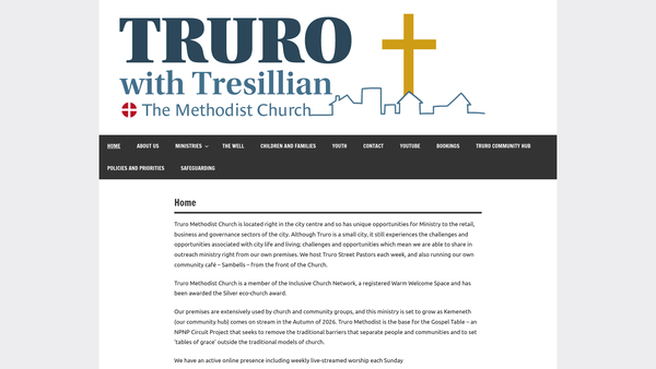 Screenshot of the Truro Methodist Church website