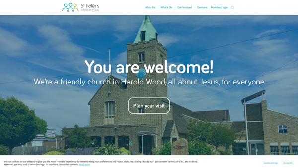 Screenshot of the The Parochial Church Council Of The Ecclesiastical Parish Of St. Peter, Harold Wood website