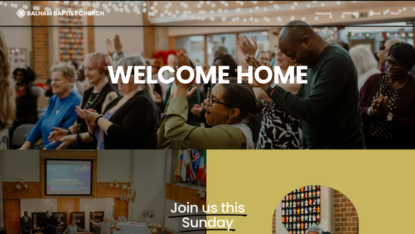 Screenshot of the Balham Baptist Church website