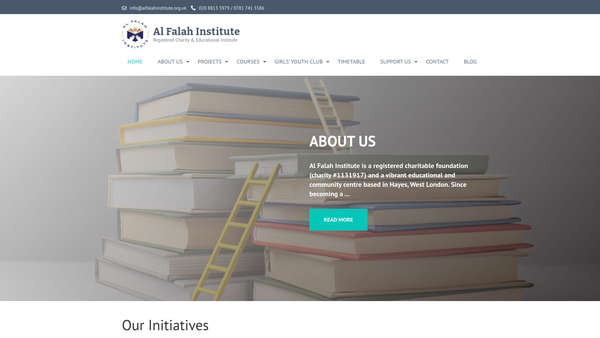 Screenshot of the Al Falah Institute website