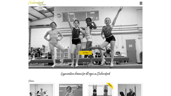 Screenshot of the Chelmsford Gymnastics Club Limited website