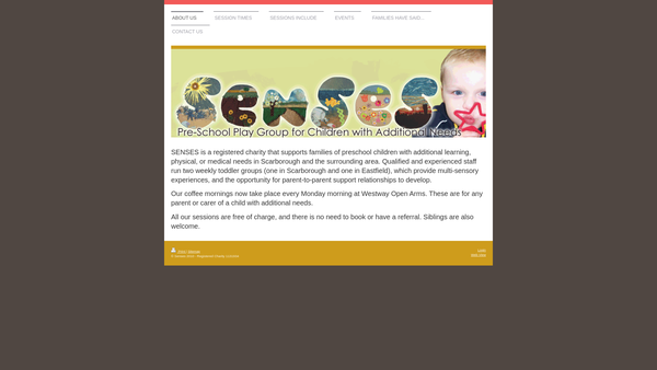 Screenshot of the Senses (Special Educational Needs; Social And Emotional Support) website