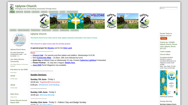 Screenshot of the The Parochial Church Council Of The Ecclesiastical Parish Of St Peter And St Paul, Uplyme website