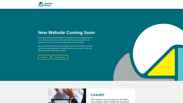 Screenshot of the Gas Safe Charity website