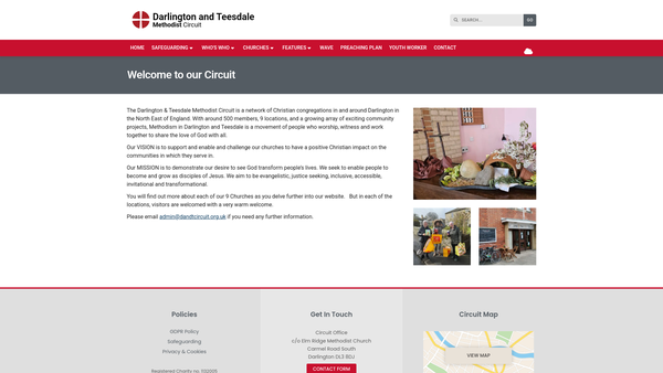 Screenshot of the Darlington and Teesdale Methodist Circuit website