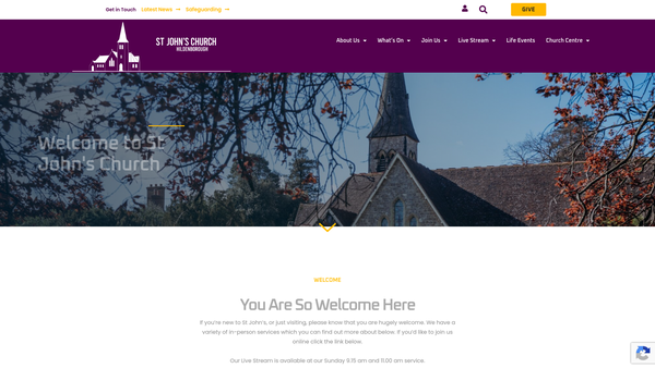 Screenshot of the The Parochial Church Council Of The Ecclesiastical Parish Of St John The Evangelist, Hildenborough website