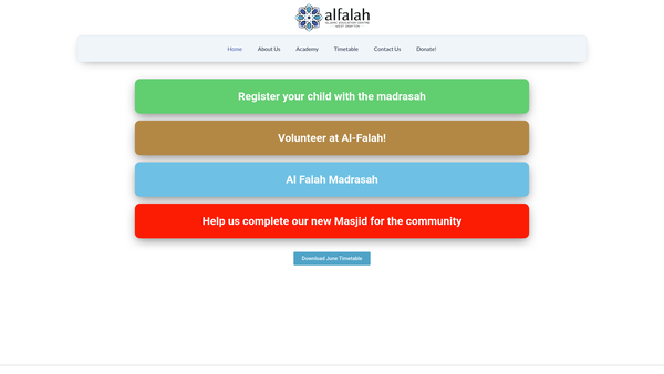 Screenshot of the Al-Falah Islamic Education Centre website