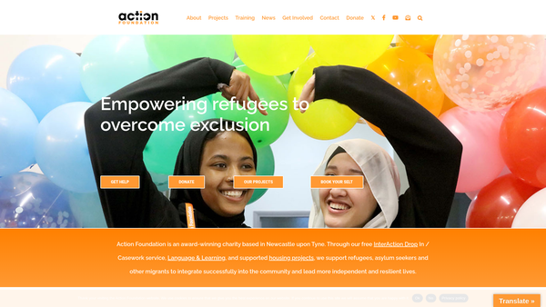Screenshot of the Action Foundation website