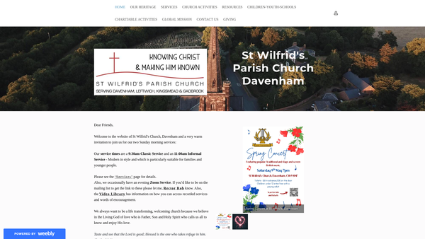 Screenshot of the The Parochial Church Council Of The Ecclesiastical Parish Of St Wilfrid's Davenham website