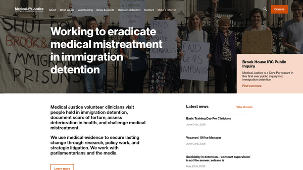 Screenshot of the Medical Justice Network Limited website