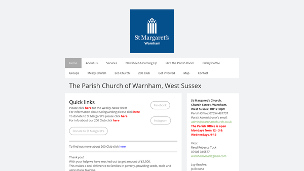 Screenshot of the The Parochial Church Council Of The Ecclesiastical Parish Of St. Margaret's Warnham website