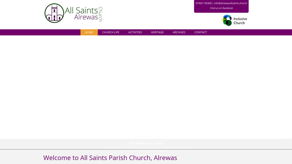 Screenshot of the The Parochial Church Council Of The Ecclesiastical Parish Of All Saints, Alrewas, Staffordshire website