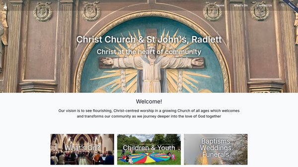 Screenshot of the The Parochial Church Council Of The Ecclesiastical Parish Of Christchurch And St John's, Radlett website