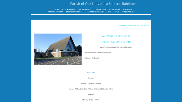 Screenshot of the The Congregation Of The Missionaries Of Our Lady Of La Salette website