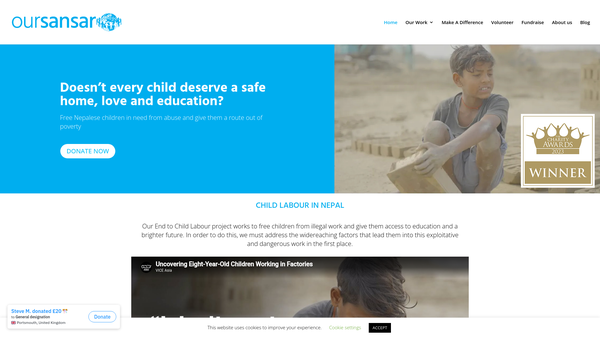 Screenshot of the Our Sansar Limited website