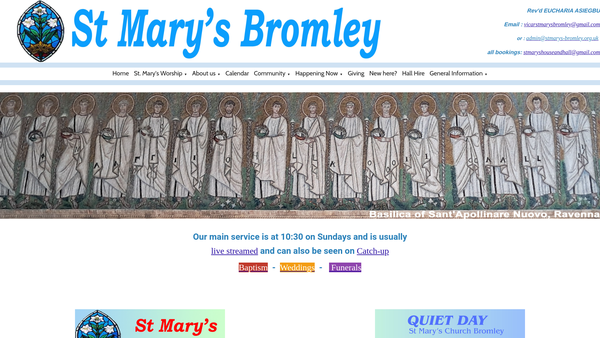 Screenshot of the The Parochial Church Council Of The Ecclesiastical Parish Of St Mary, Plaistow, Bromley, Diocese Of Rochester website