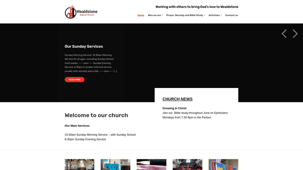 Screenshot of the Wealdstone Baptist Church website