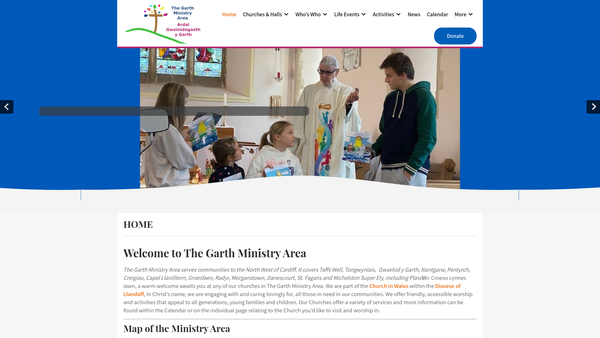 Screenshot of the The Garth Ministry Area website
