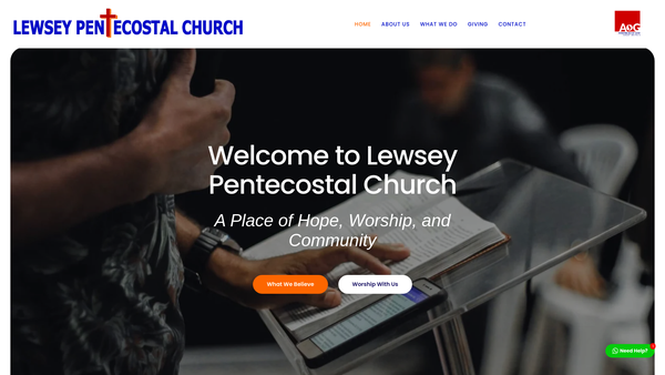 Screenshot of the Lewsey Christian Centre website