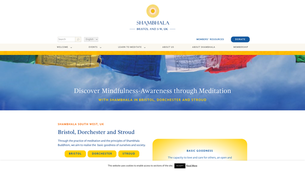 Screenshot of the Bristol And S.w. U.K. Shambhala Meditation Group website
