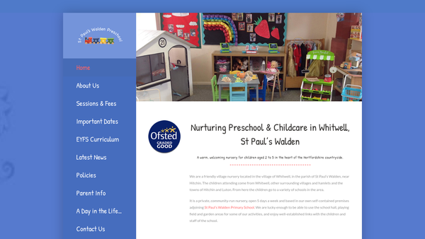 Screenshot of the St Paul's Walden Preschool website