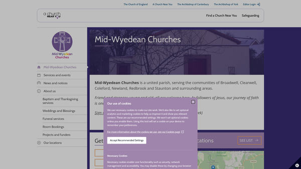 Screenshot of the The Parochial Church Council Of The Ecclesiastical Parish Of Mid-Wyedean Churches website