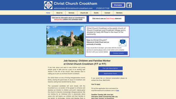 Screenshot of the The Parochial Church Council Of The Ecclesiastical Parish Of Crookham website