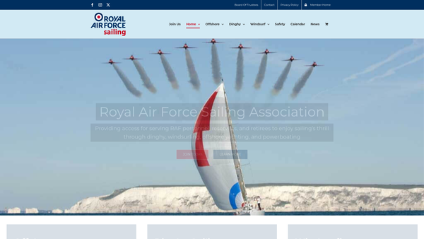 Screenshot of the Royal Air Force Sailing Association website