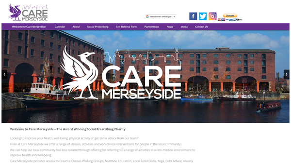 Screenshot of the Care Merseyside website