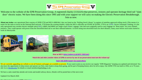 Screenshot of the Epb Preservation Group website