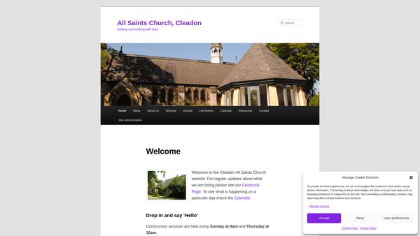 Screenshot of the The Parochial Church Council Of The Ecclesiastical Parish Of All Saints' Cleadon website