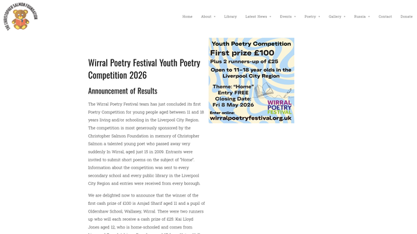 Screenshot of the The Christopher Salmon Foundation website