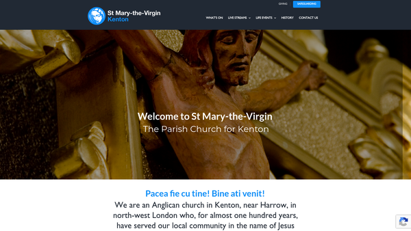 Screenshot of the The Parochial Church Council Of The Ecclesiastical Parish Of St Mary The Virgin, Kenton website