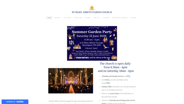 Screenshot of the The Parochial Church Council Of St Mary Abbots, Kensington website