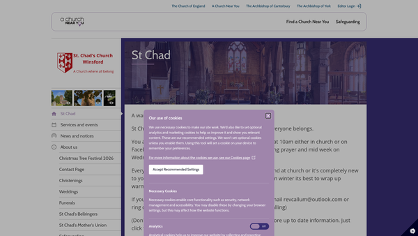 Screenshot of the The Parochial Church Council Of The Ecclesiastical Parish Of St. Chad, Over, Chester Diocese website