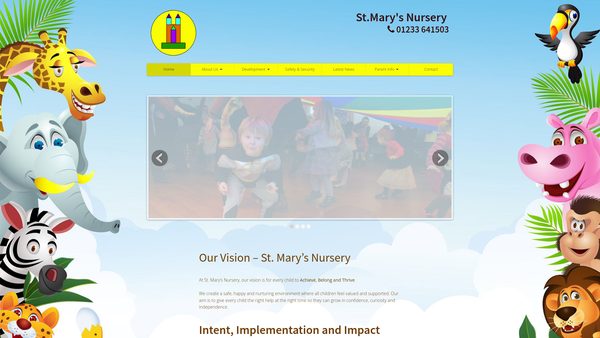 Screenshot of the St Mary's Nursery Ashford website