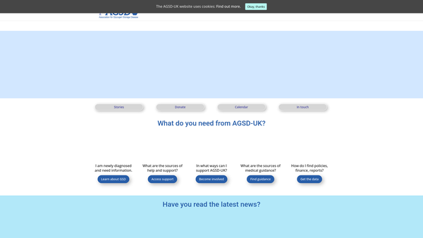 Screenshot of the Association For Glycogen Storage Disease (UK) Limited website